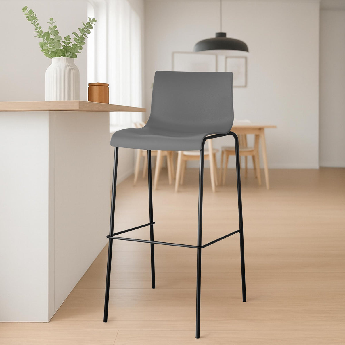 Barhocker Hoover 4-Fuß Gestell schwarz grau