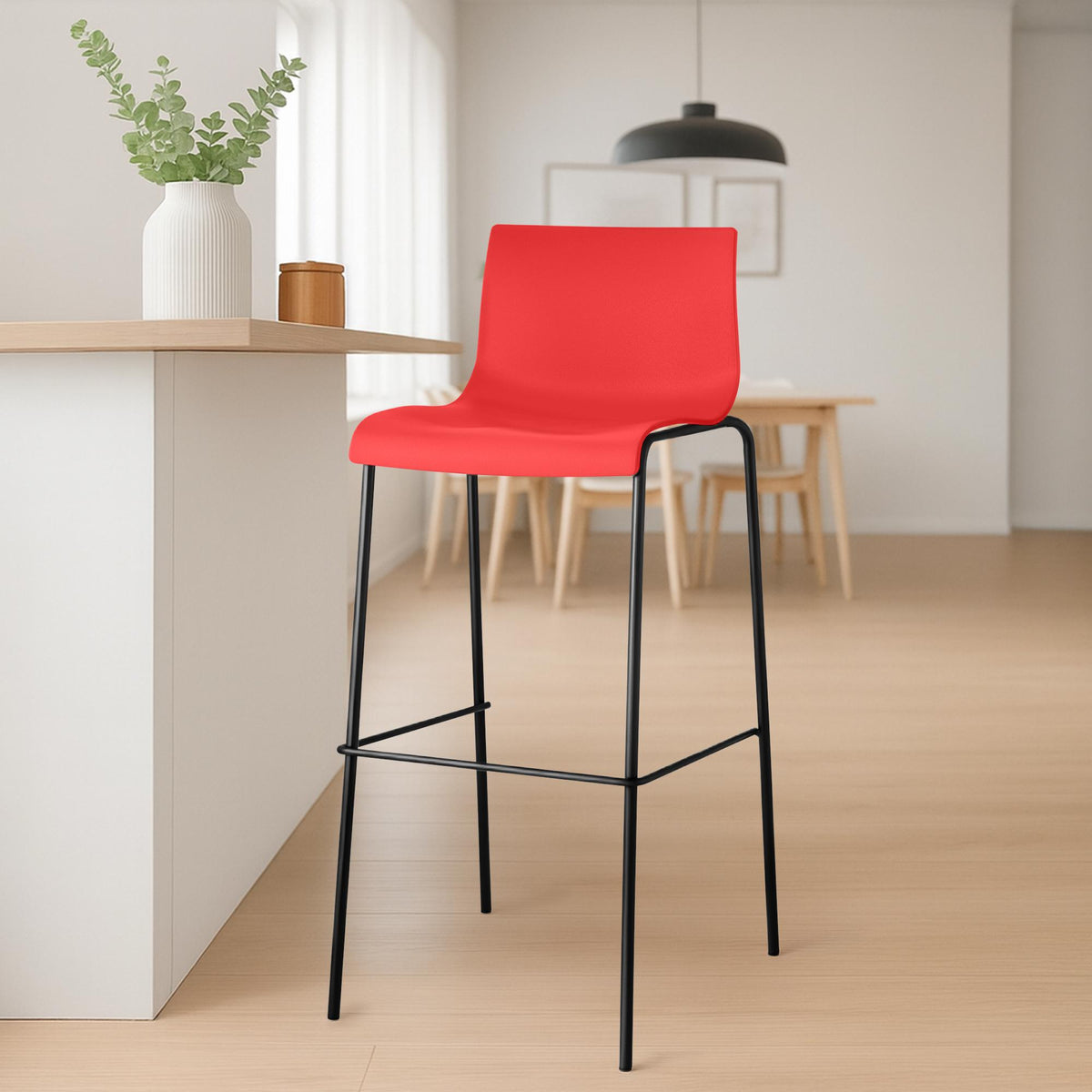 Barhocker Hoover 4-Fuß Gestell schwarz rot