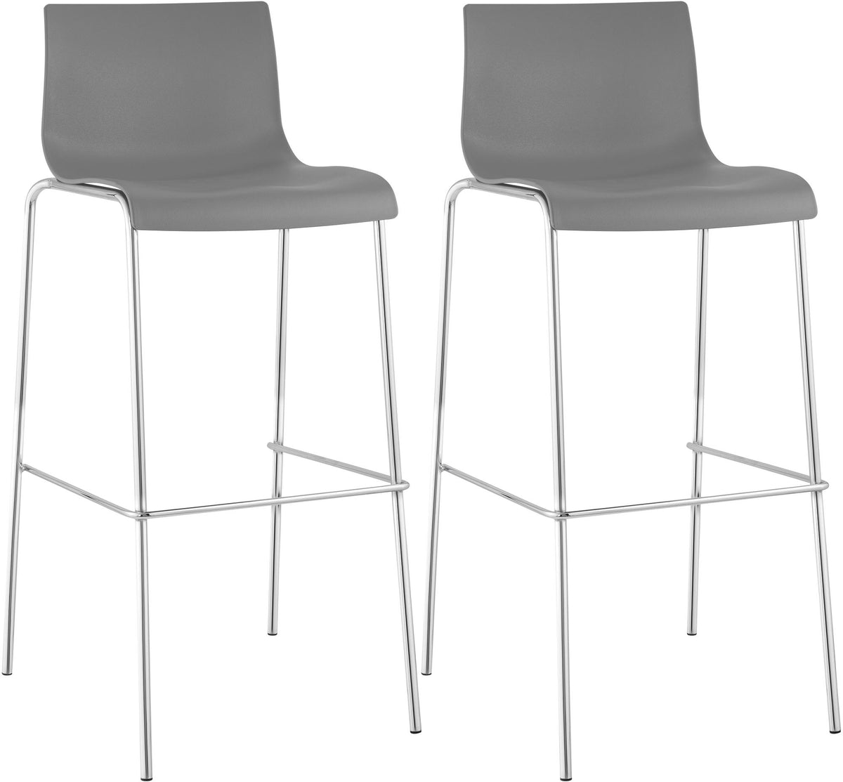 2-delige set barkrukken Hover, kunststof grijs,chroom grau