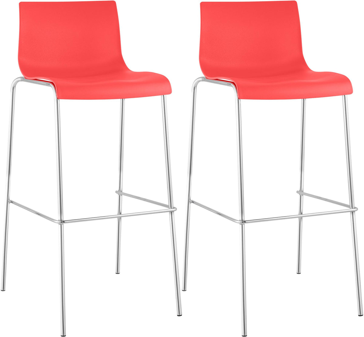 2-delige set barkrukken Hover, kunststof rood,chroom rot