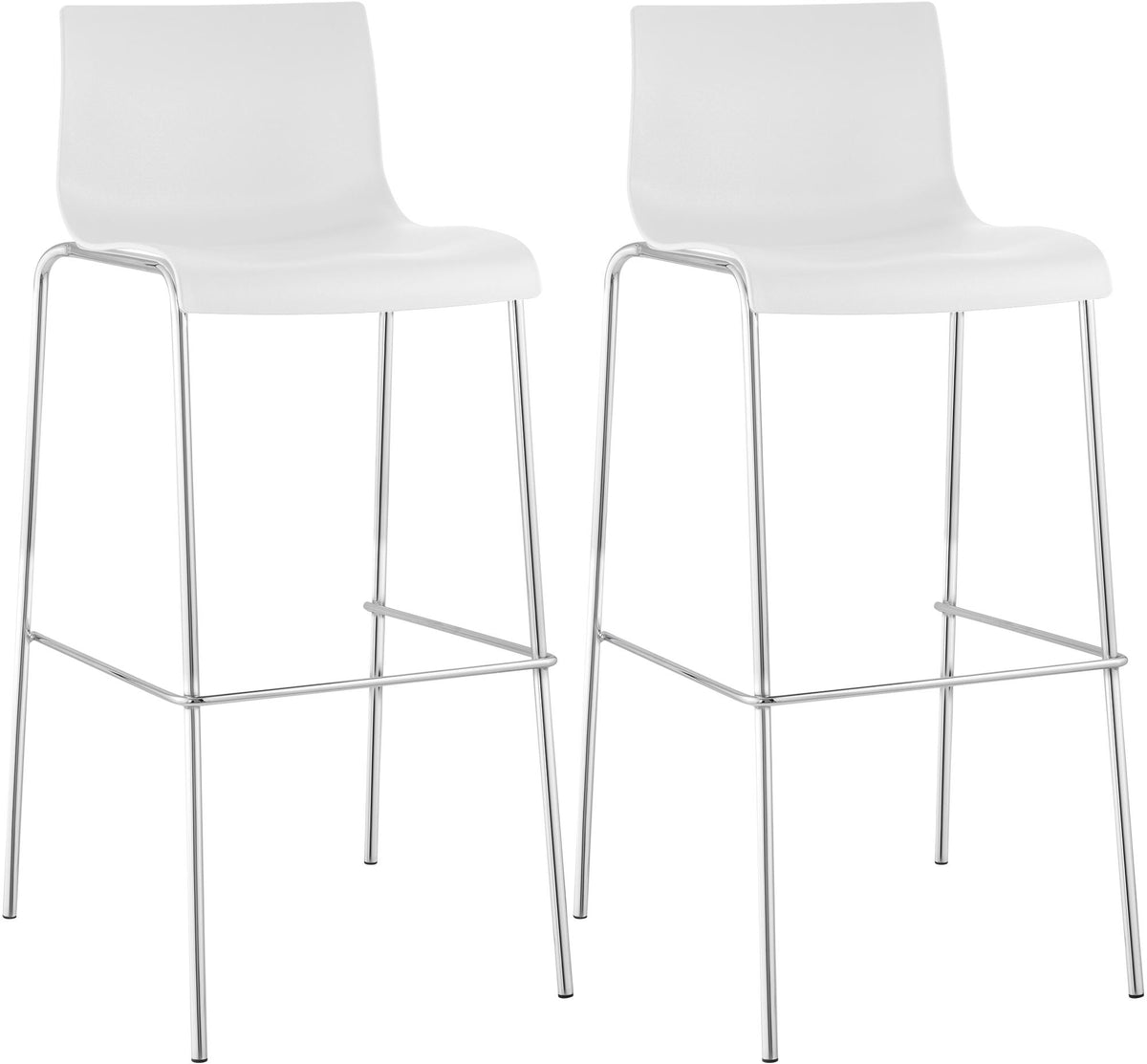 2-delige set barkrukken Hover, kunststof wit,chroom weiß