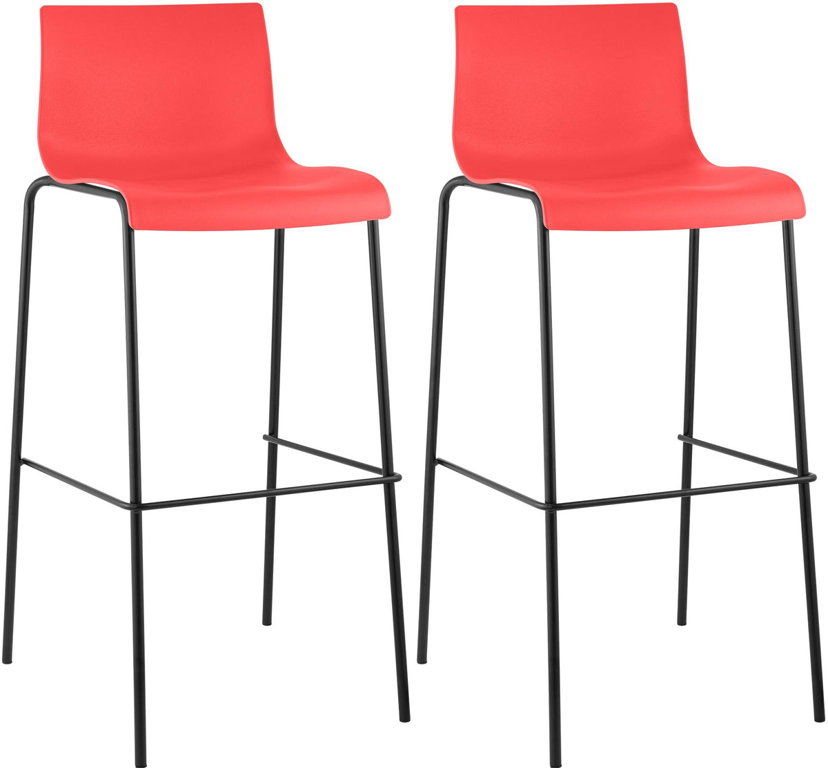 2-delige set barkrukken Hover, kunststof rood,zwart rot