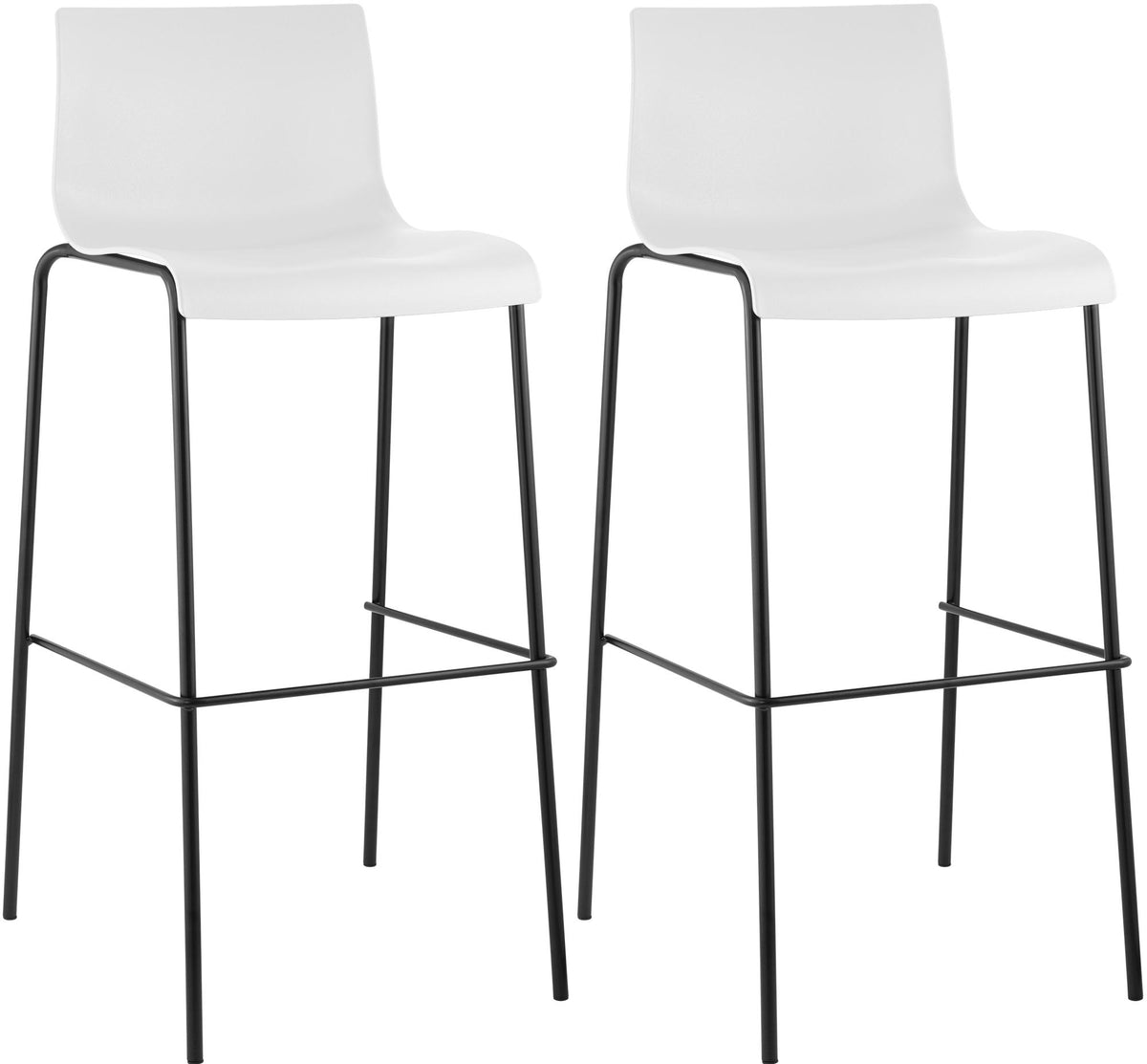 2-delige set barkrukken Hover, kunststof wit,zwart weiß