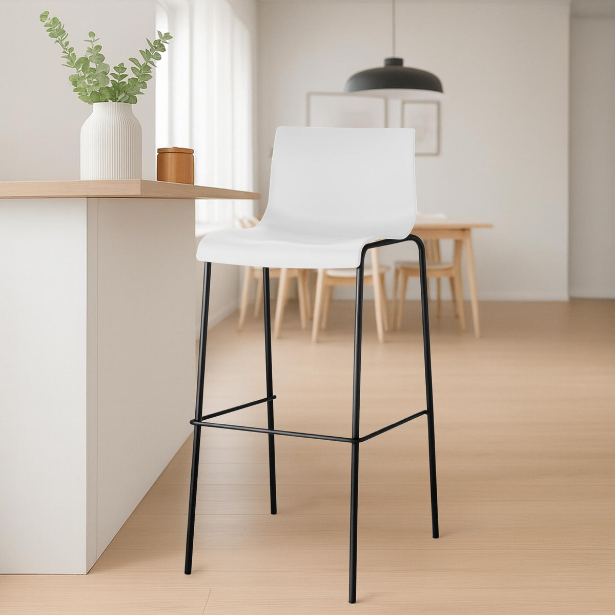 2-delige set barkrukken Hover, kunststof wit,zwart weiß