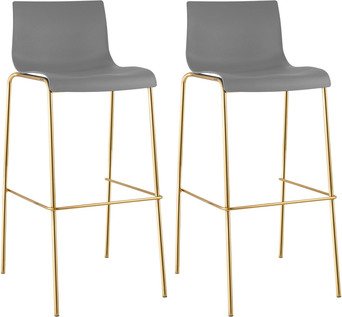 2er Set Barhocker Hoover Kunststoff 4-Fuß Gold grau