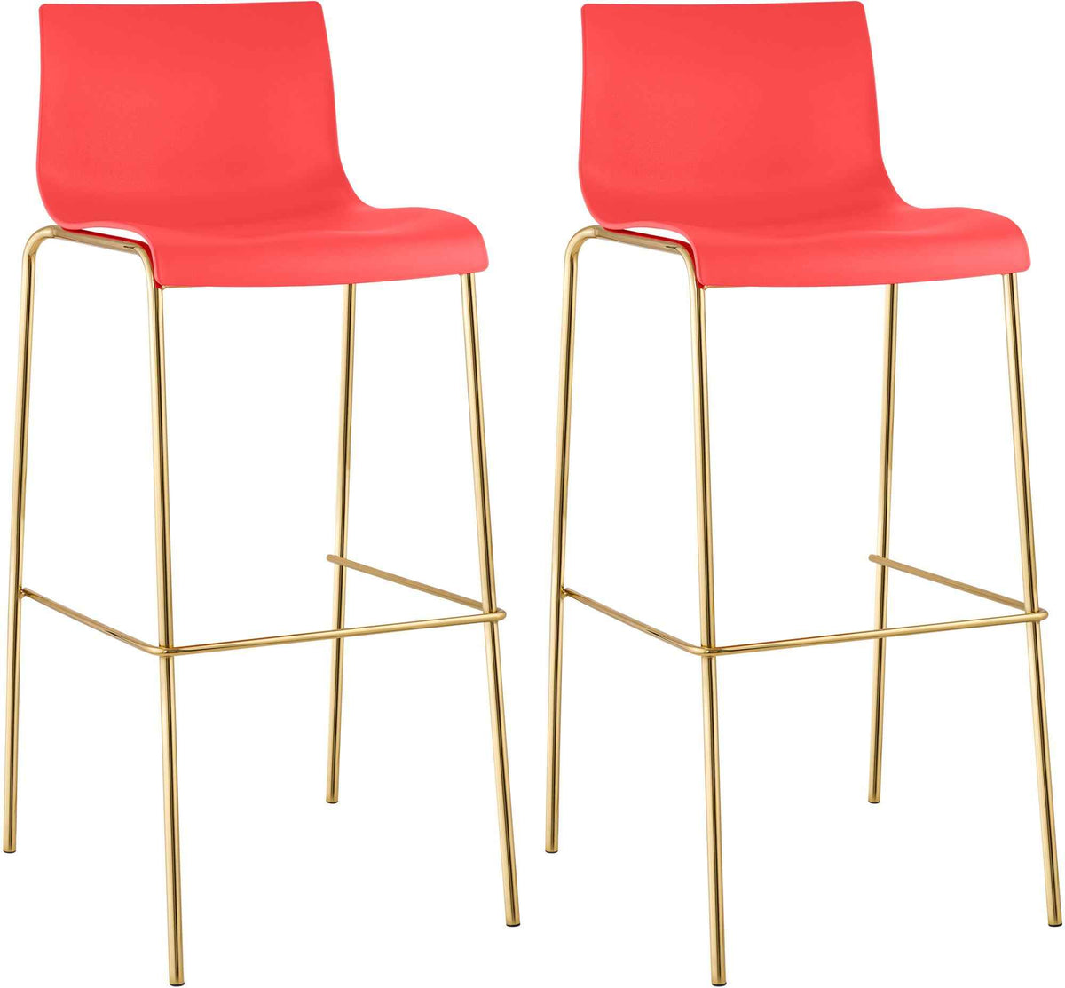 2er Set Barhocker Hoover Kunststoff 4-Fuß Gold rot