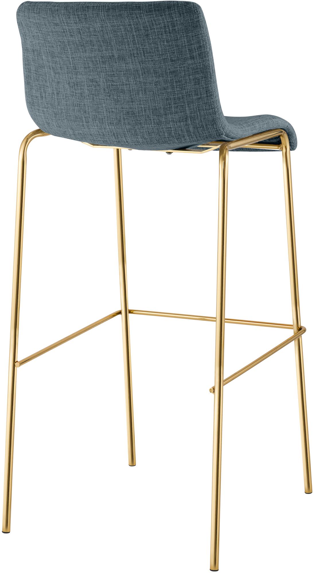 Barhocker Hoover Stoff 4-Fuß Gold blau