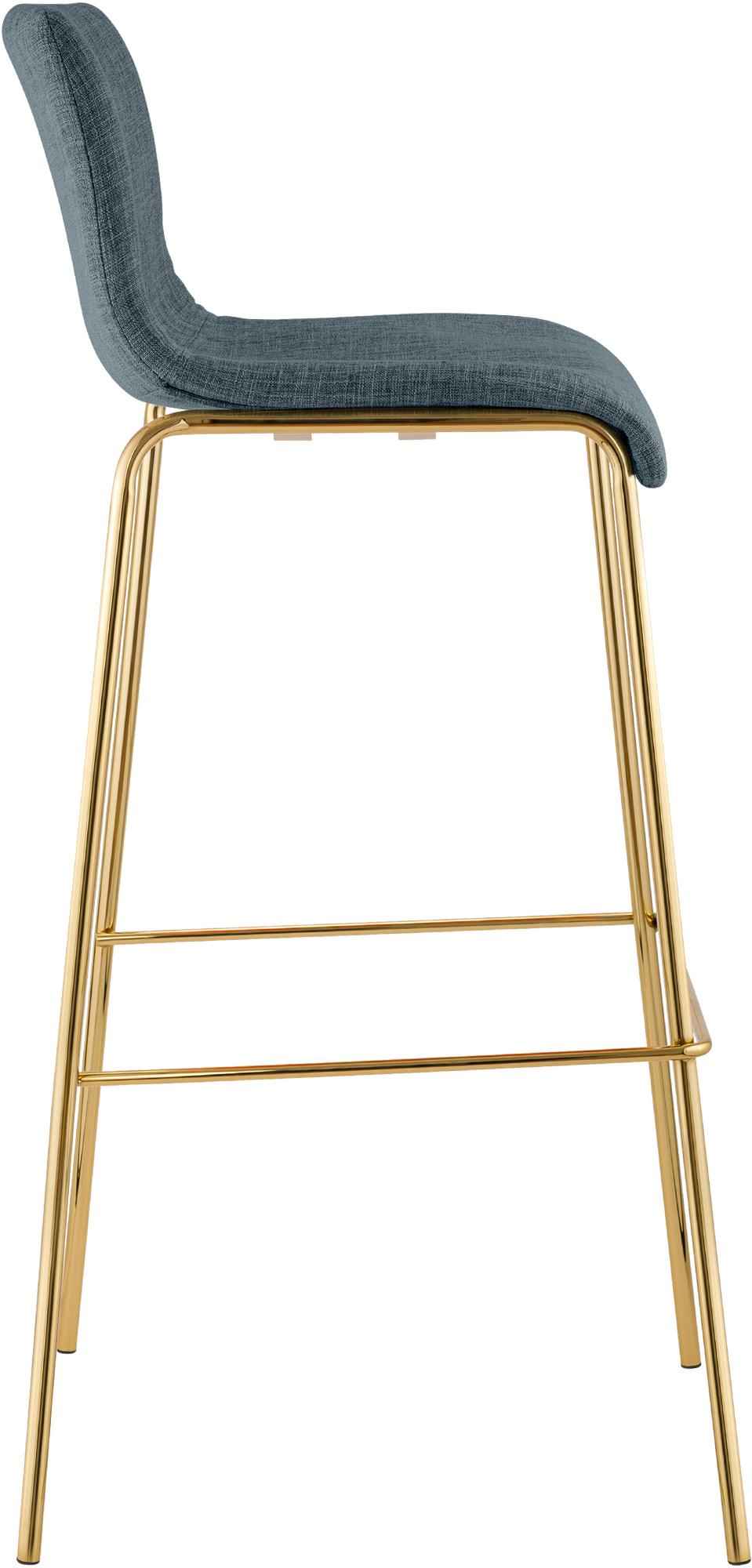 Barhocker Hoover Stoff 4-Fuß Gold blau