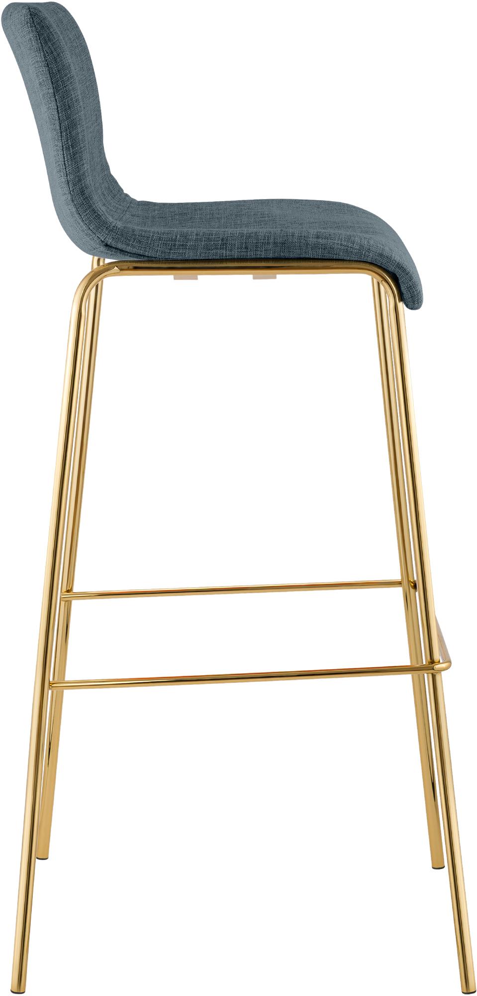 Barhocker Hoover Stoff 4-Fuß Gold blau