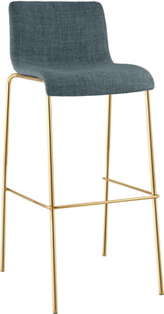 Barhocker Hoover Stoff 4-Fuß Gold blau