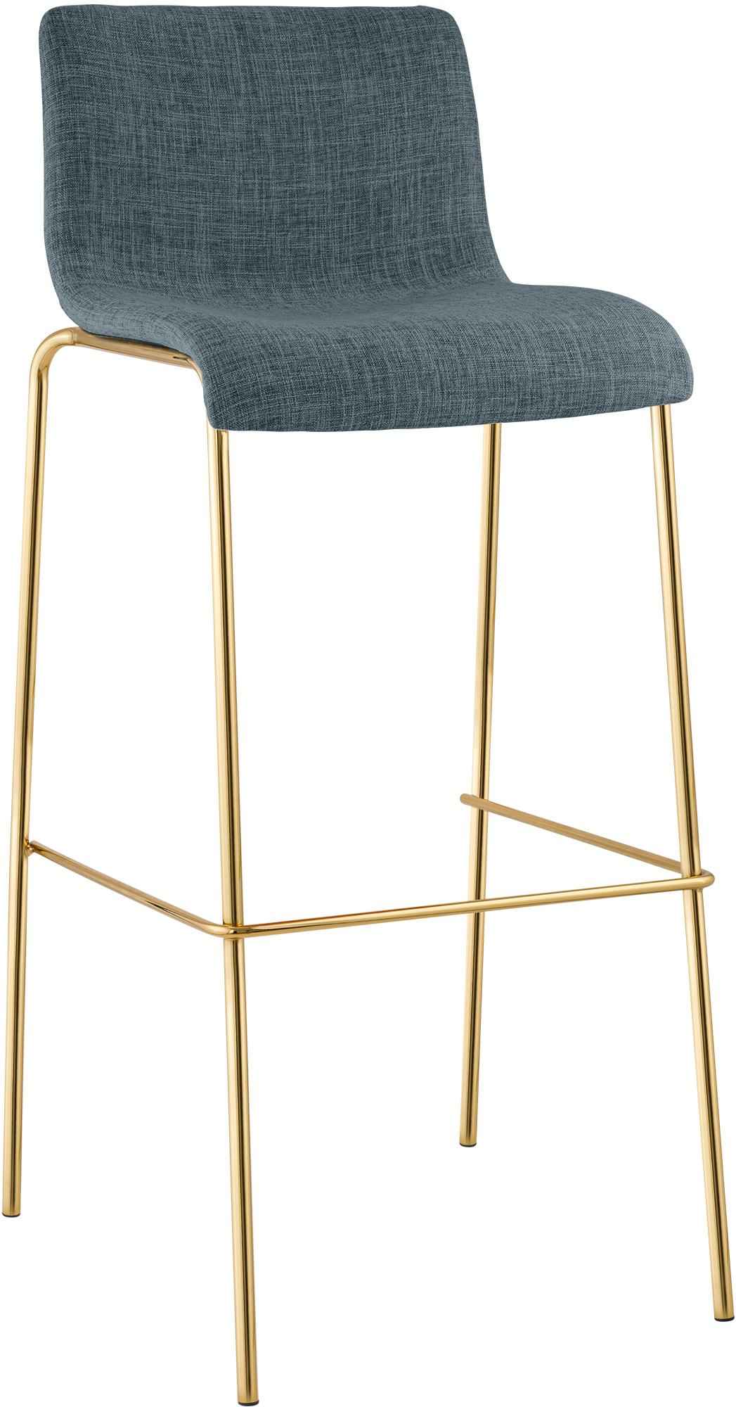 Barhocker Hoover Stoff 4-Fuß Gold blau