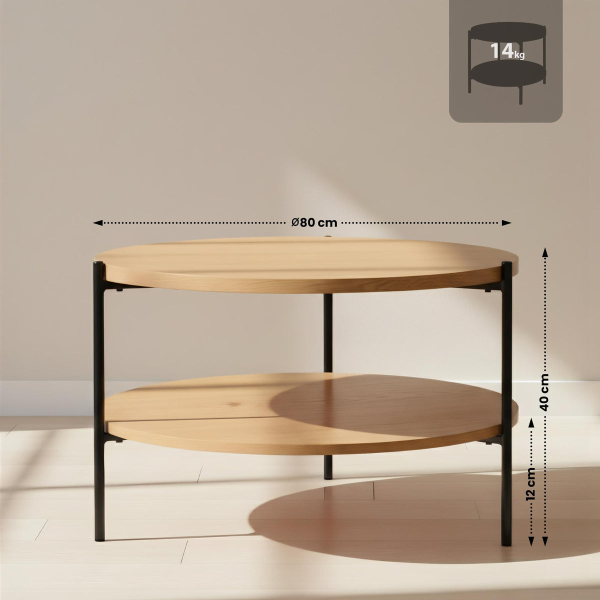 Salontafel Edduma natura,Ø 80 cm natura