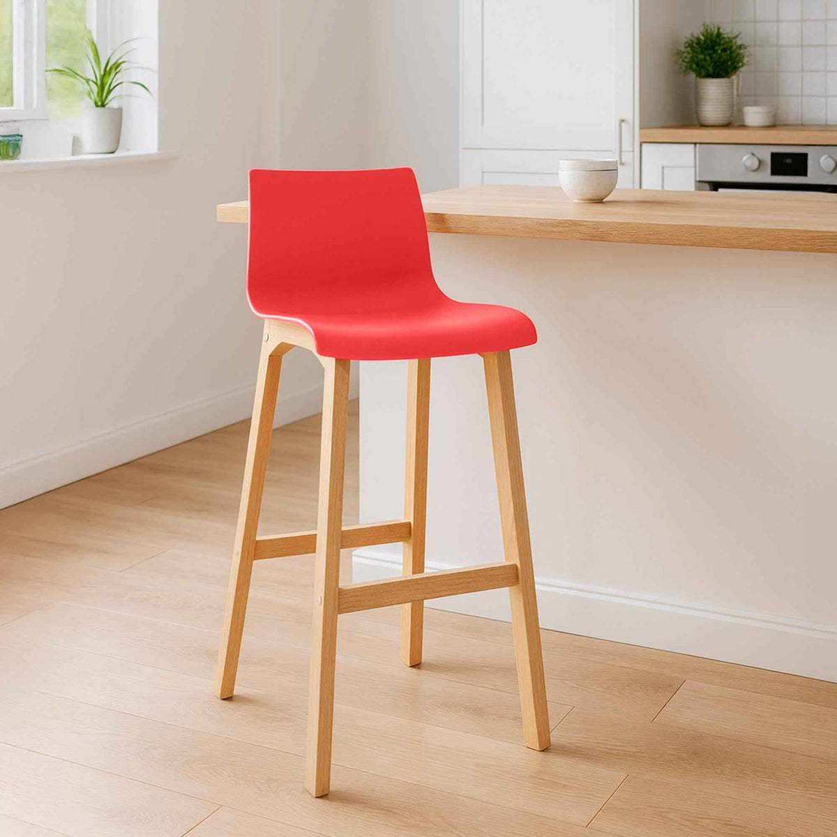 Set van 2 barkrukken Hover Natura rood rot