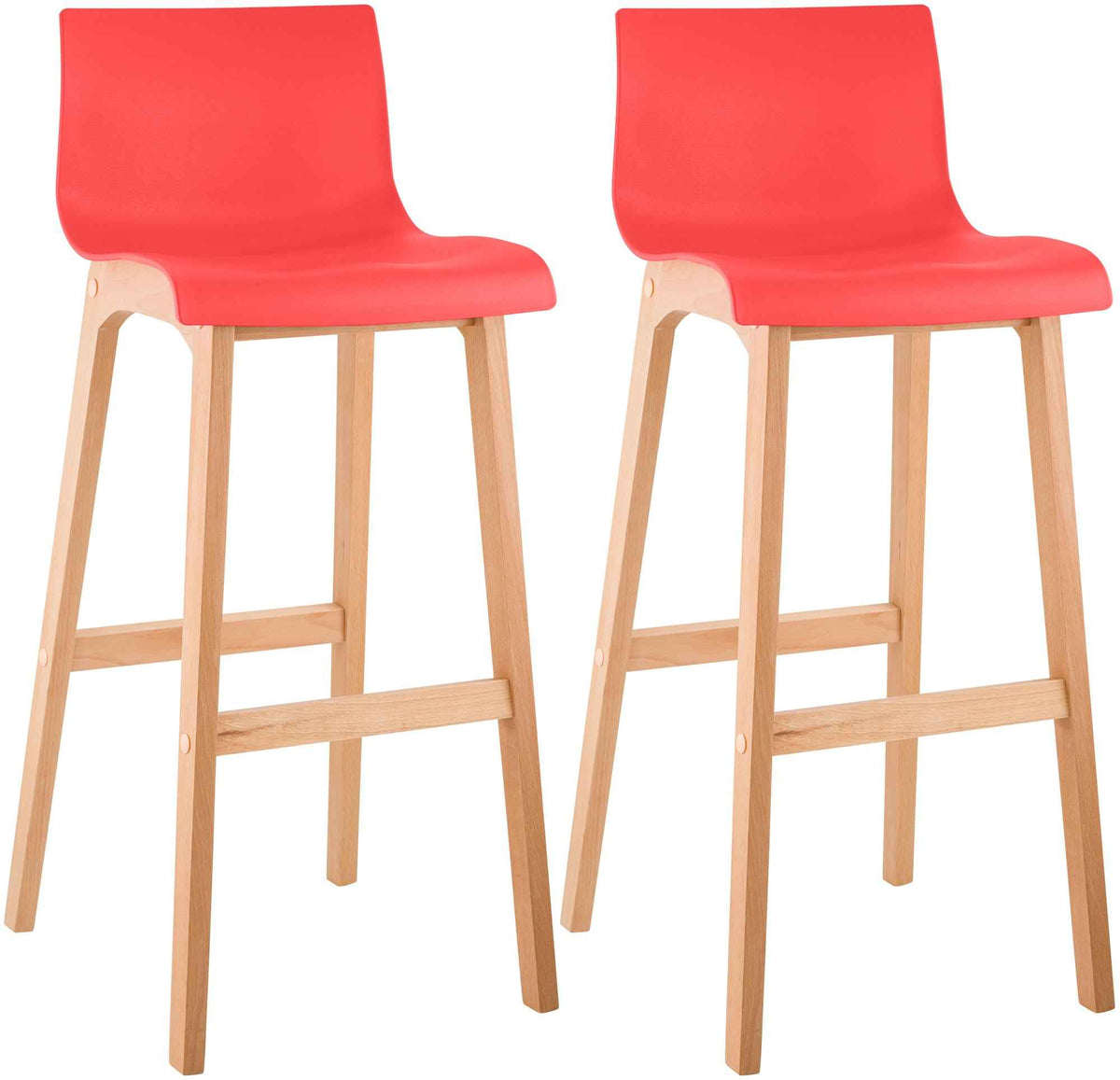 Set van 2 barkrukken Hover Natura rood rot