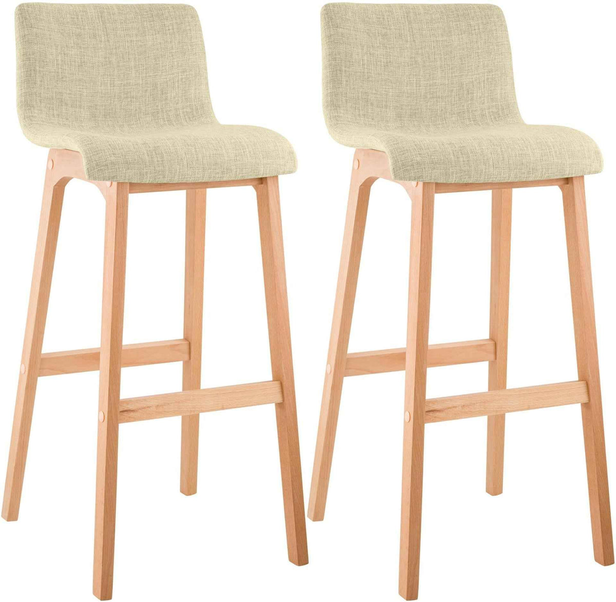 Set van 2 barkrukken Hover Natura Stof creme creme