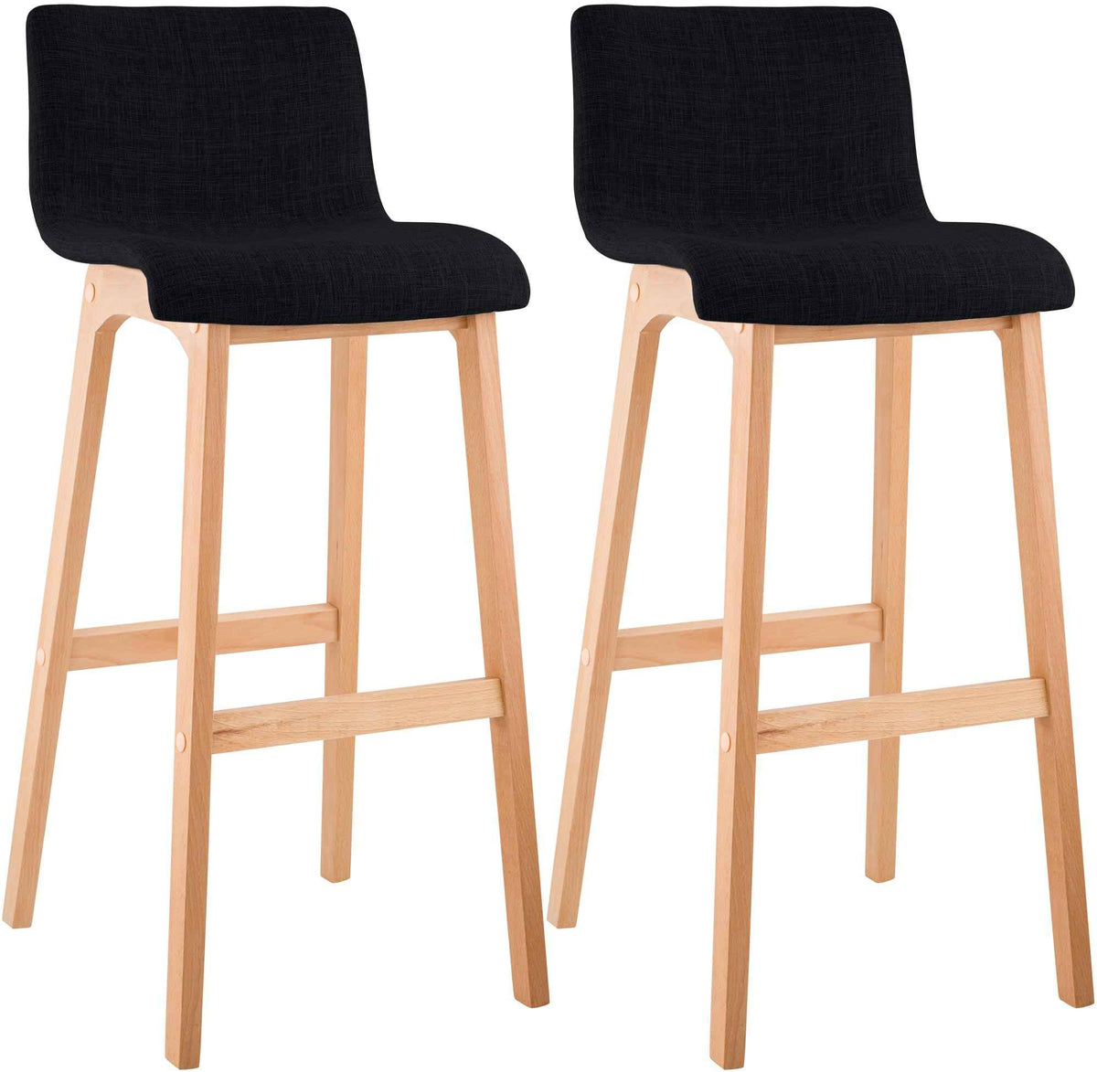 Set van 2 barkrukken Hover Natura Stof zwart schwarz