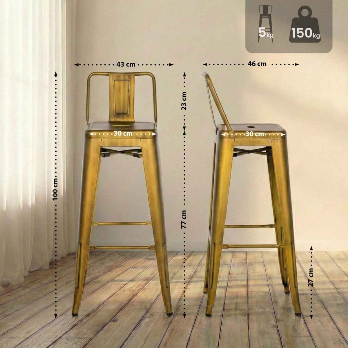 Set van 2 barkrukken Mason goud gold