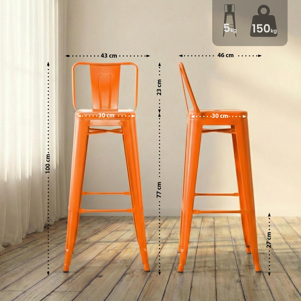 Set van 2 barkrukken Mason oranje orange