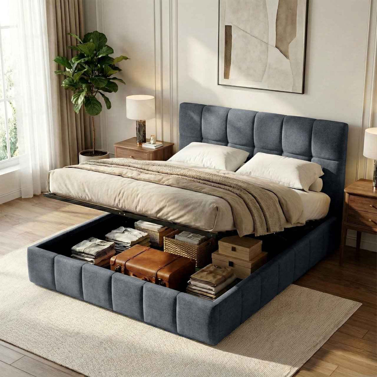 Gestoffeerd bed Ladia donkergrijs,160 cm dunkelgrau