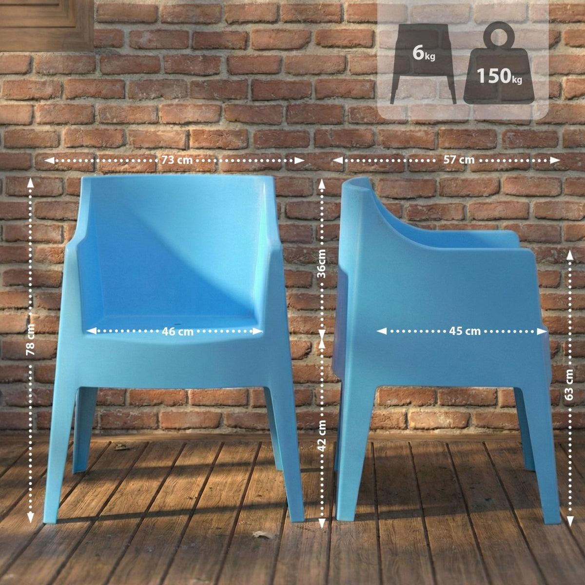 6er Set Stühle Bartal blau