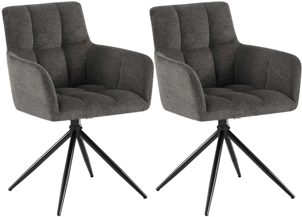 Set van 2 eetkamerstoelen Jonah stof donkergrijs dunkelgrau
