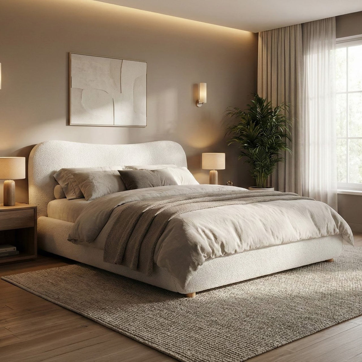 Gestoffeerd bed Maido creme,160x200 cm creme