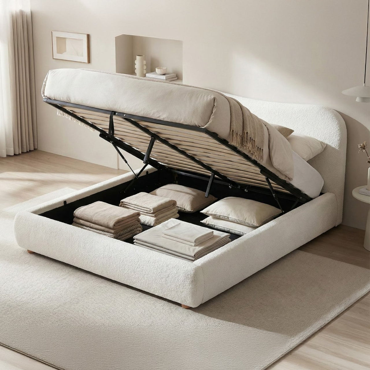 Gestoffeerd bed Maido creme,160x200 cm creme