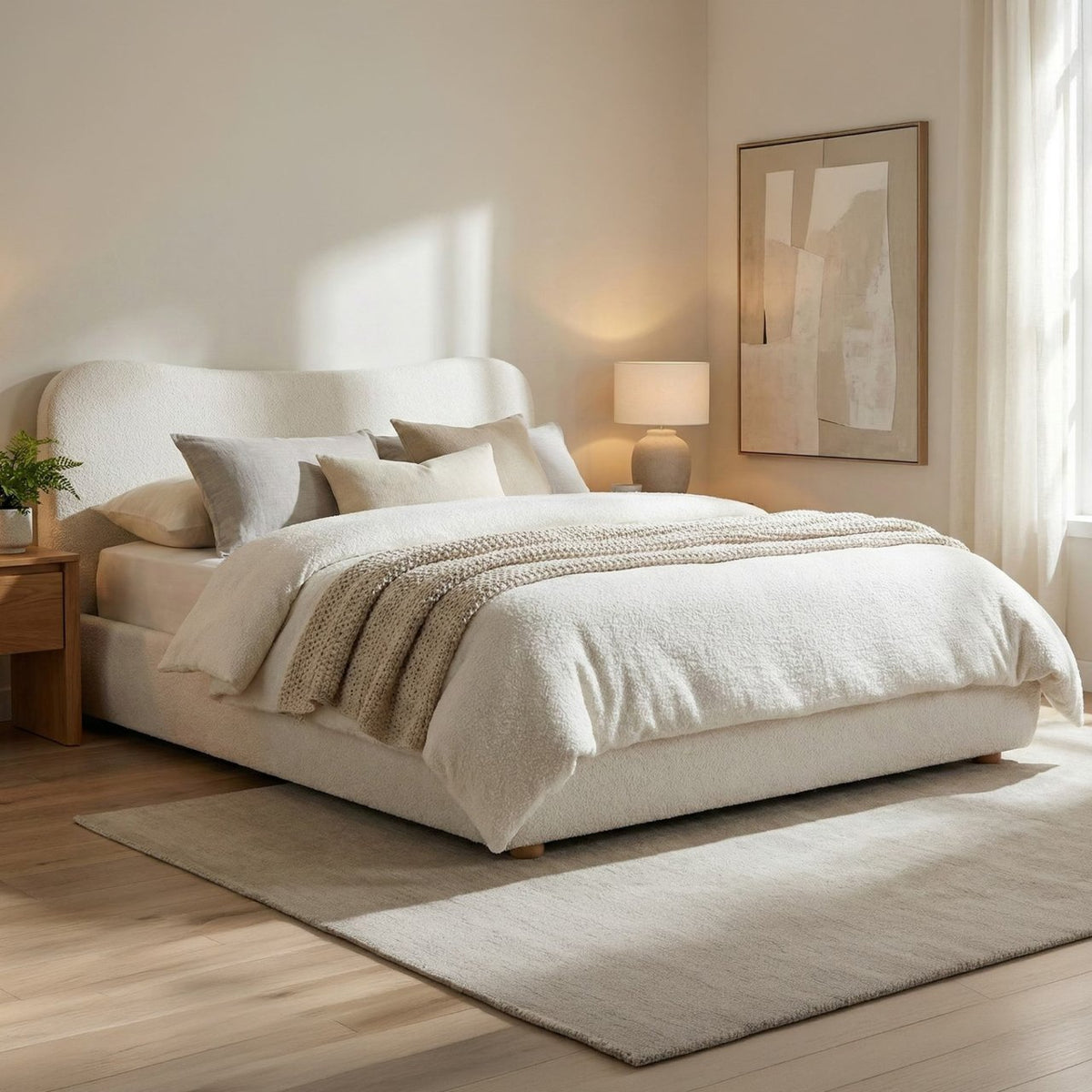 Gestoffeerd bed Maido creme,180x200cm creme
