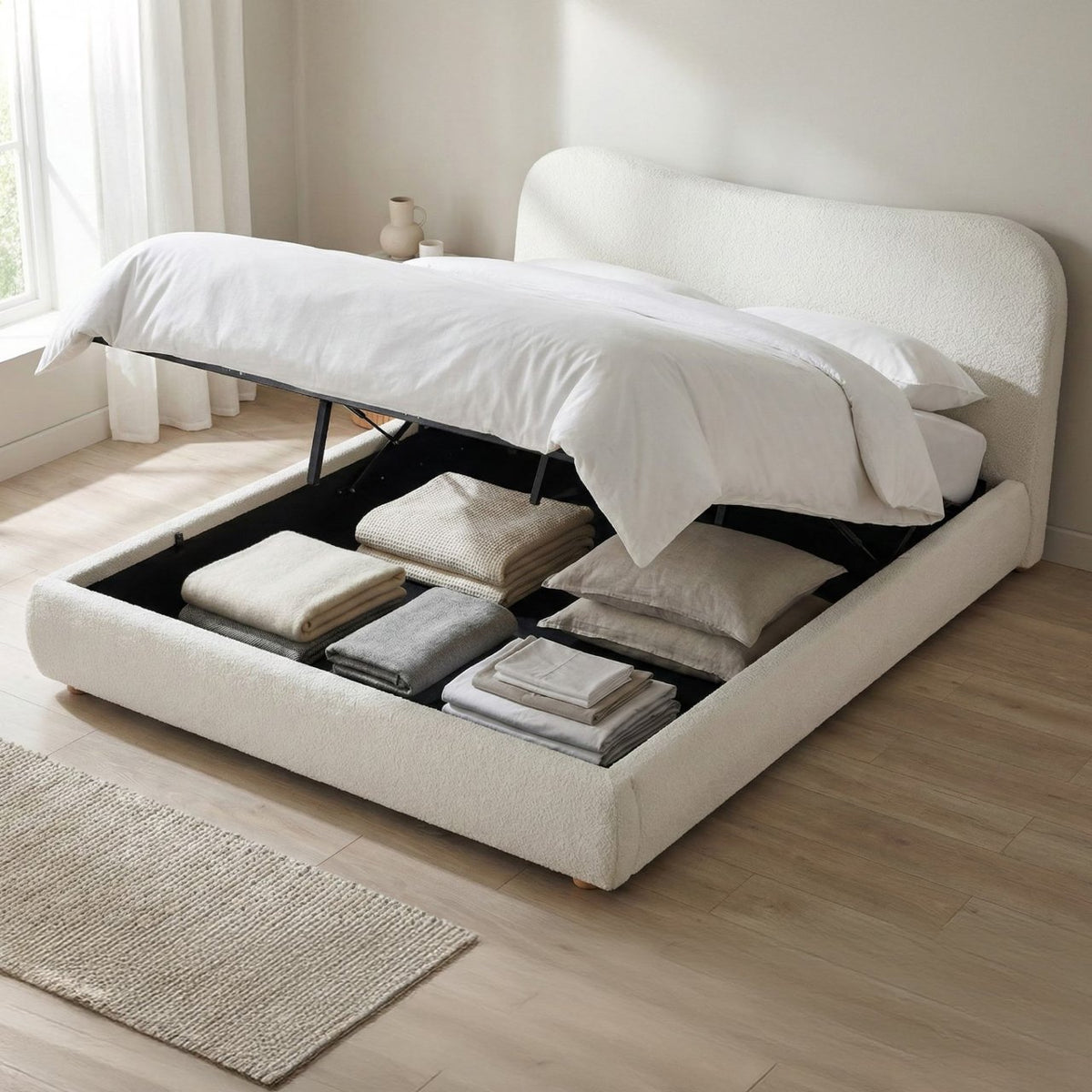 Gestoffeerd bed Maido creme,180x200cm creme