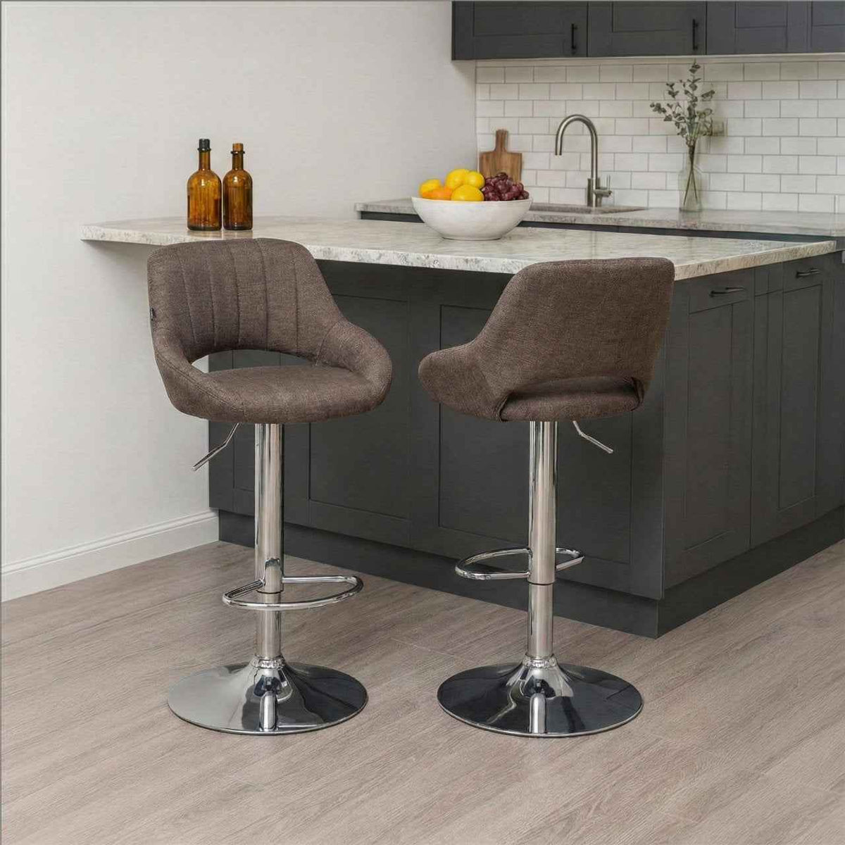 Barkruk Milet stof bruin,chroom braun