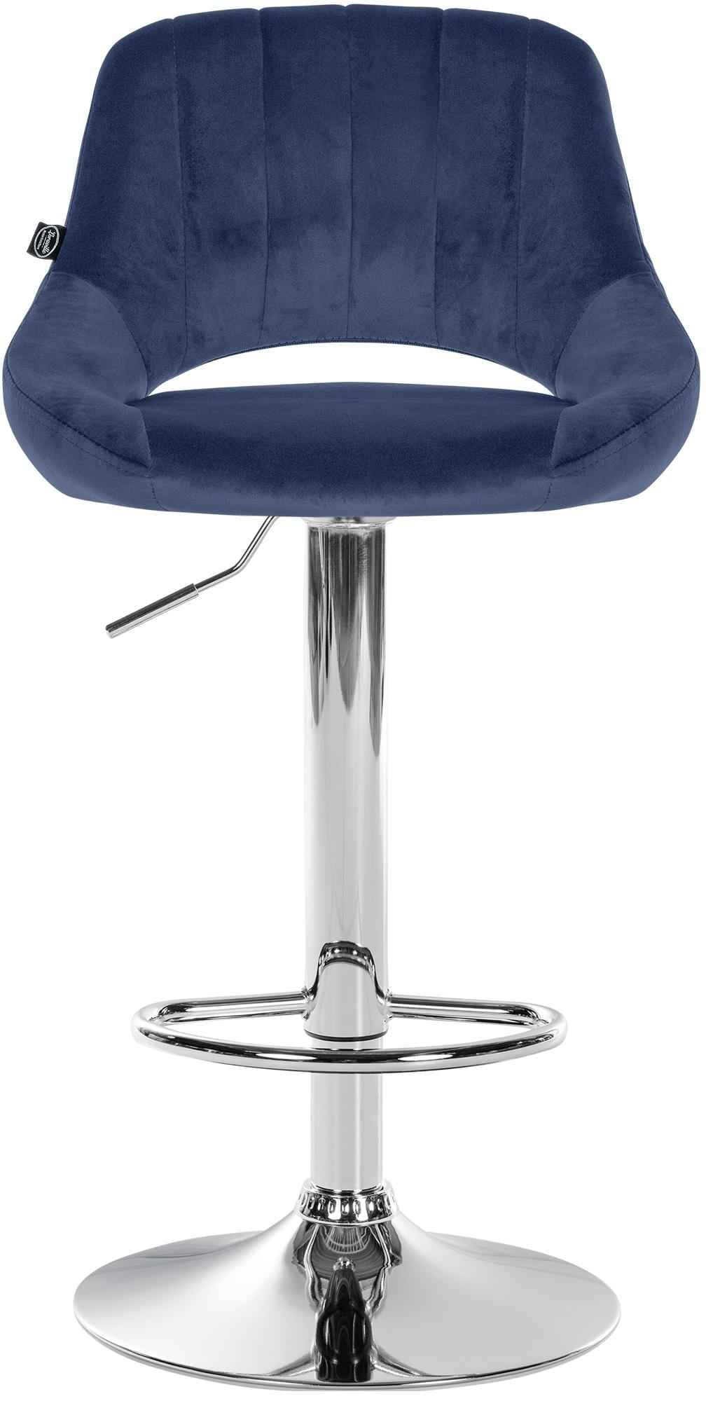 Barkruk Milet Fluweel blauw,chroom blau