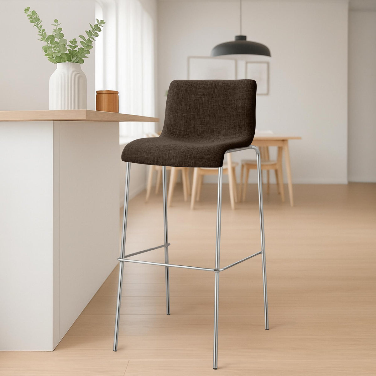 Barkruk Hover Stof 4 pootframe bruin,chroom braun