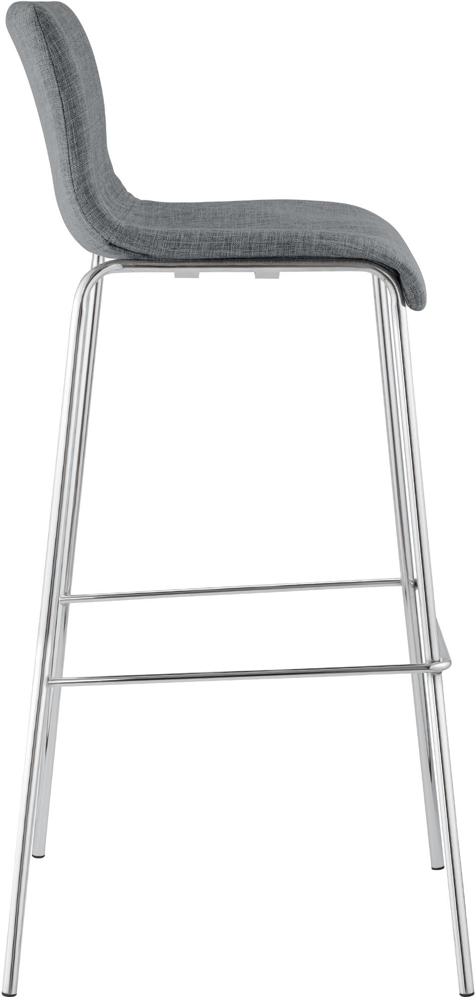 Barkruk Hover Stof 4 pootframe licht grijs,chroom hellgrau