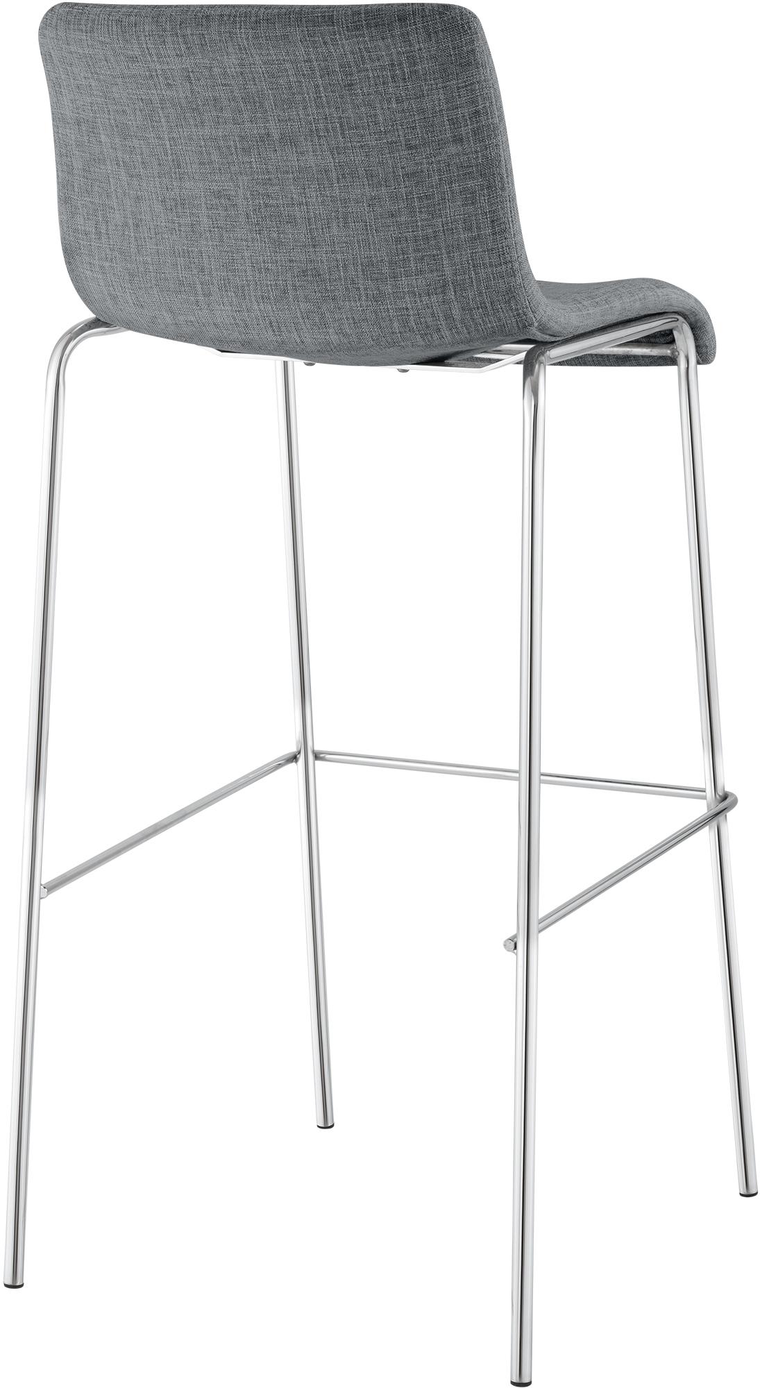 Barkruk Hover Stof 4 pootframe licht grijs,chroom hellgrau