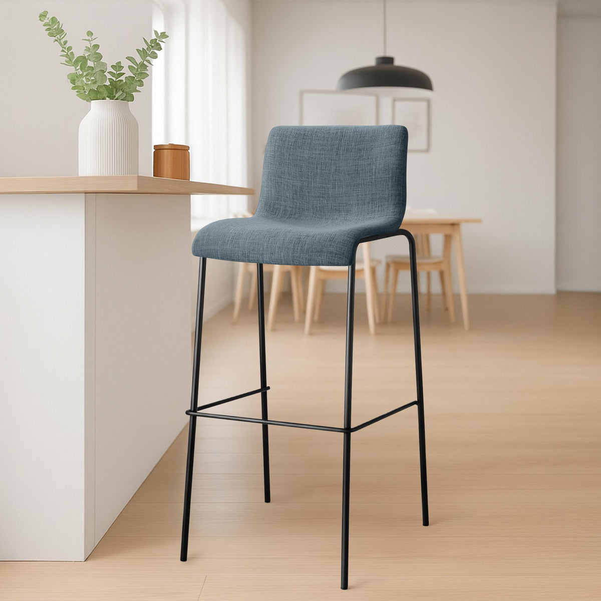Barkruk Hover Stof 4 pootframe blauw,zwart blau