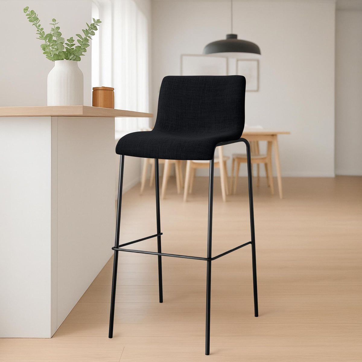 Set van 2 barkrukken Hover Stof zwart,zwart schwarz