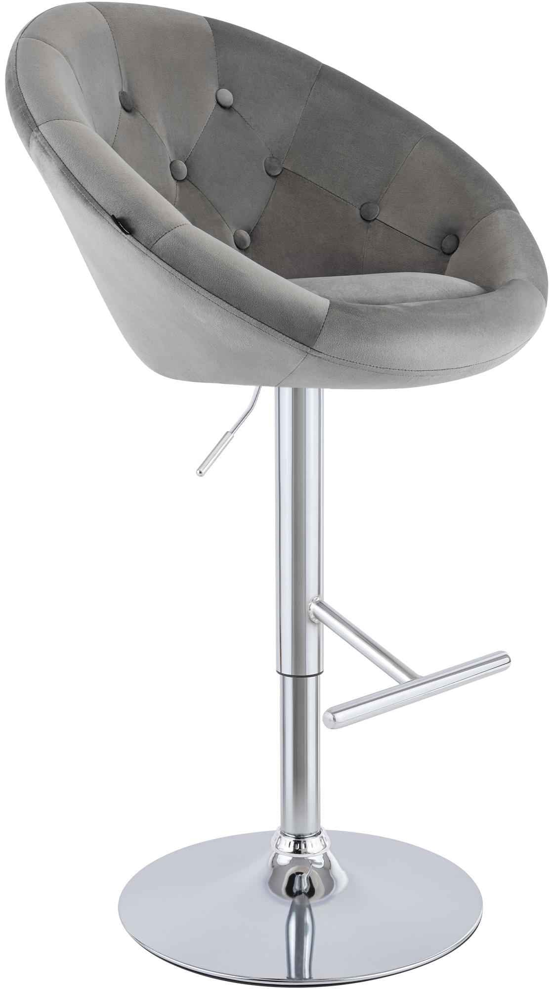 Barkruk London fluweel grijs,chroom grau