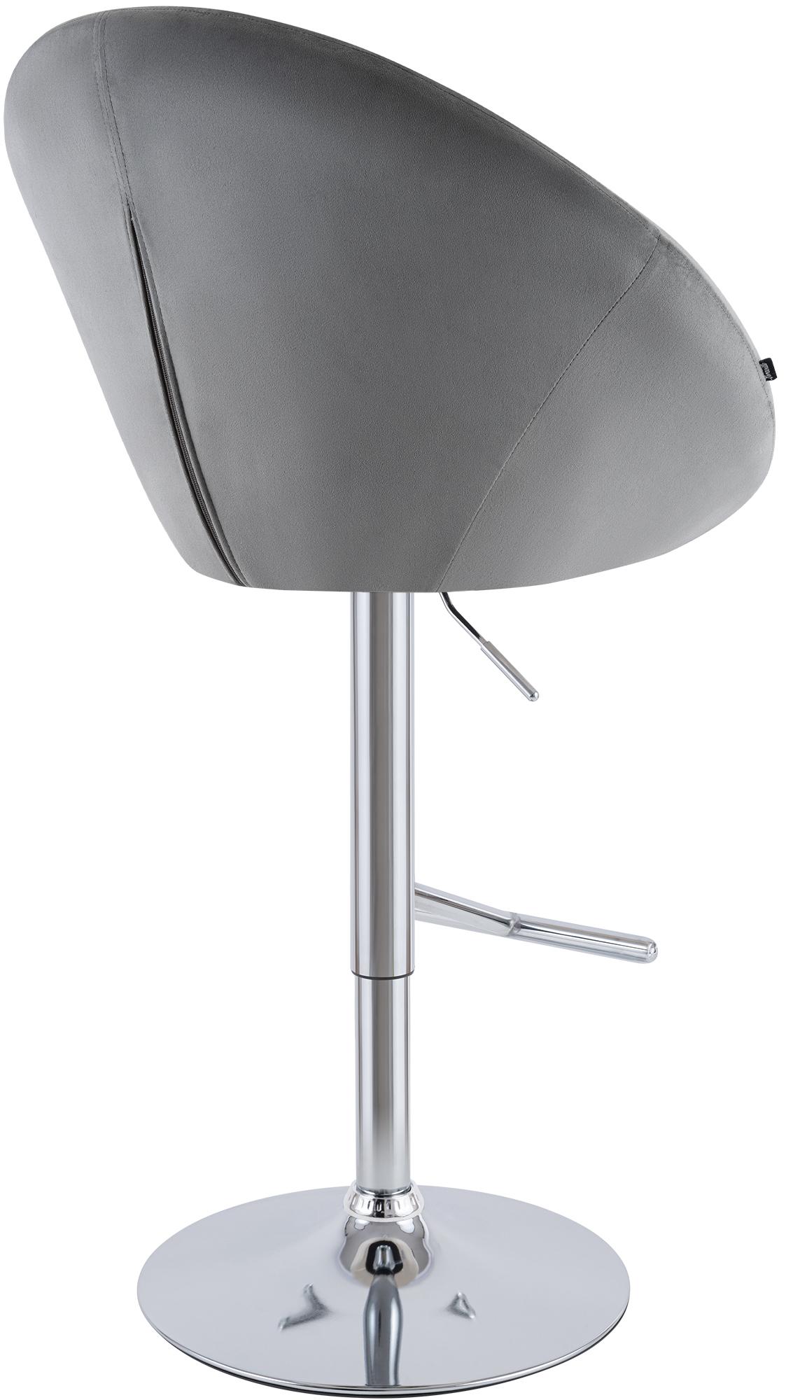 Barkruk London fluweel grijs,chroom grau