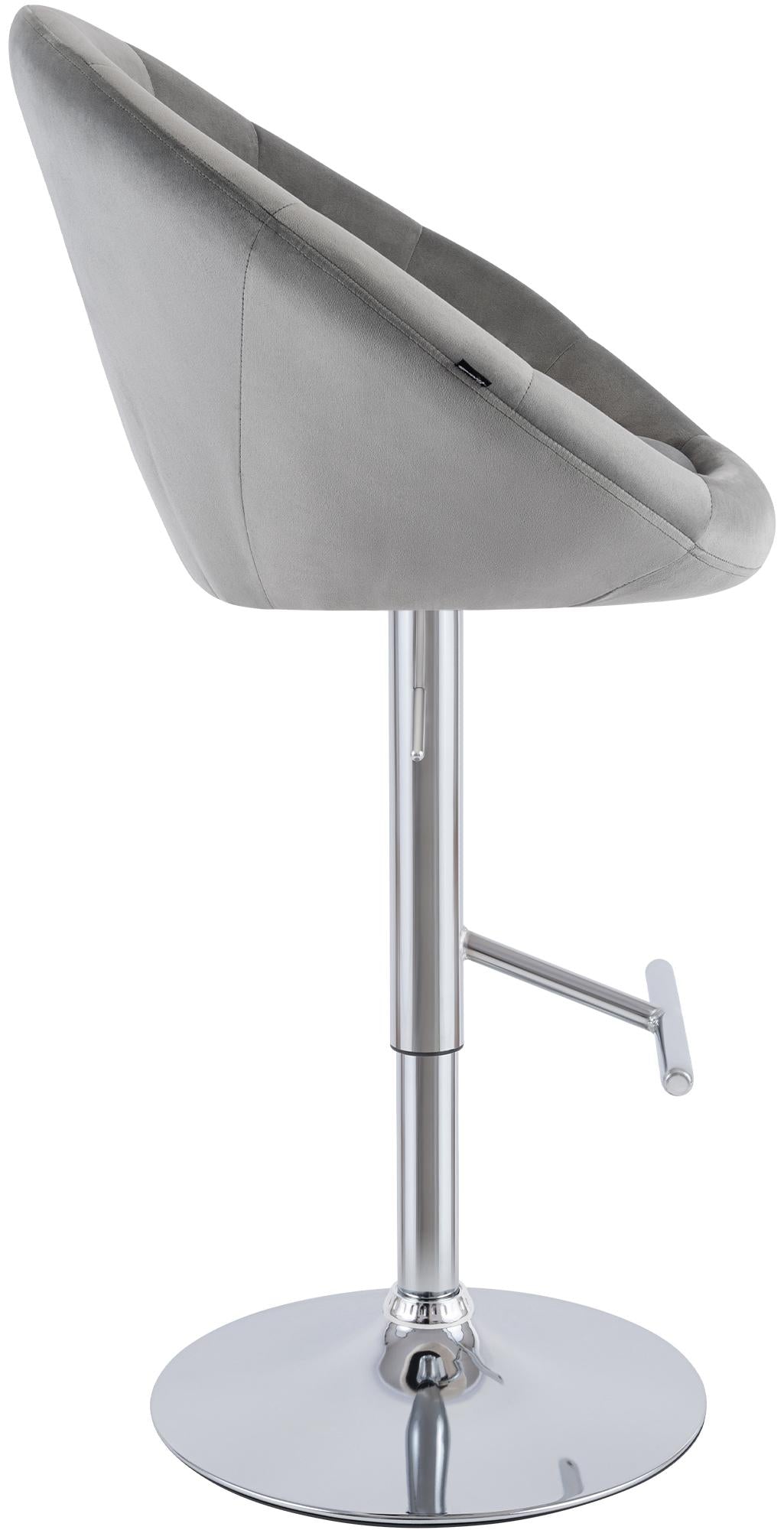 Barkruk London fluweel grijs,chroom grau