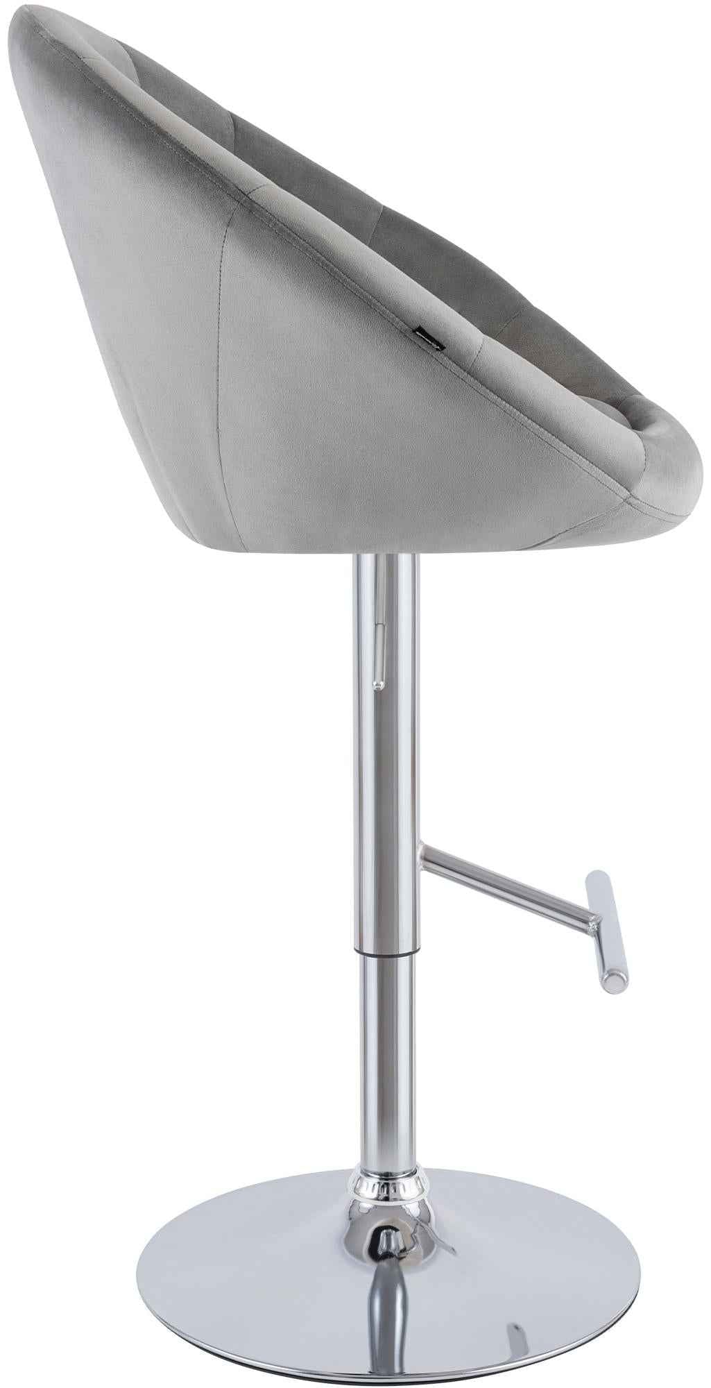 Barkruk London fluweel grijs,chroom grau