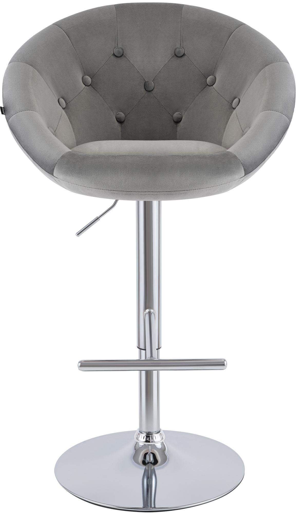 Barkruk London fluweel grijs,chroom grau