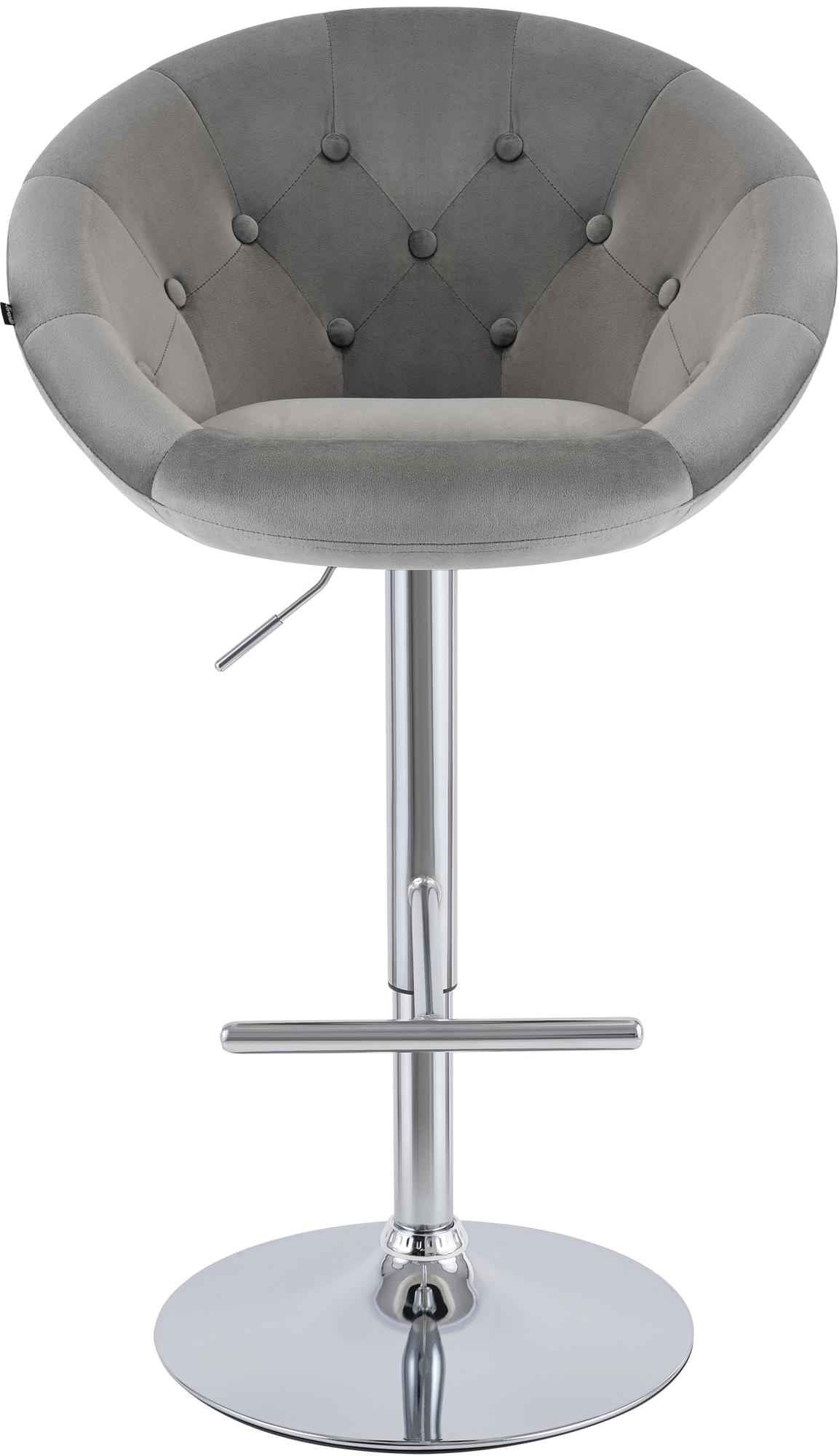 Barkruk London fluweel grijs,chroom grau