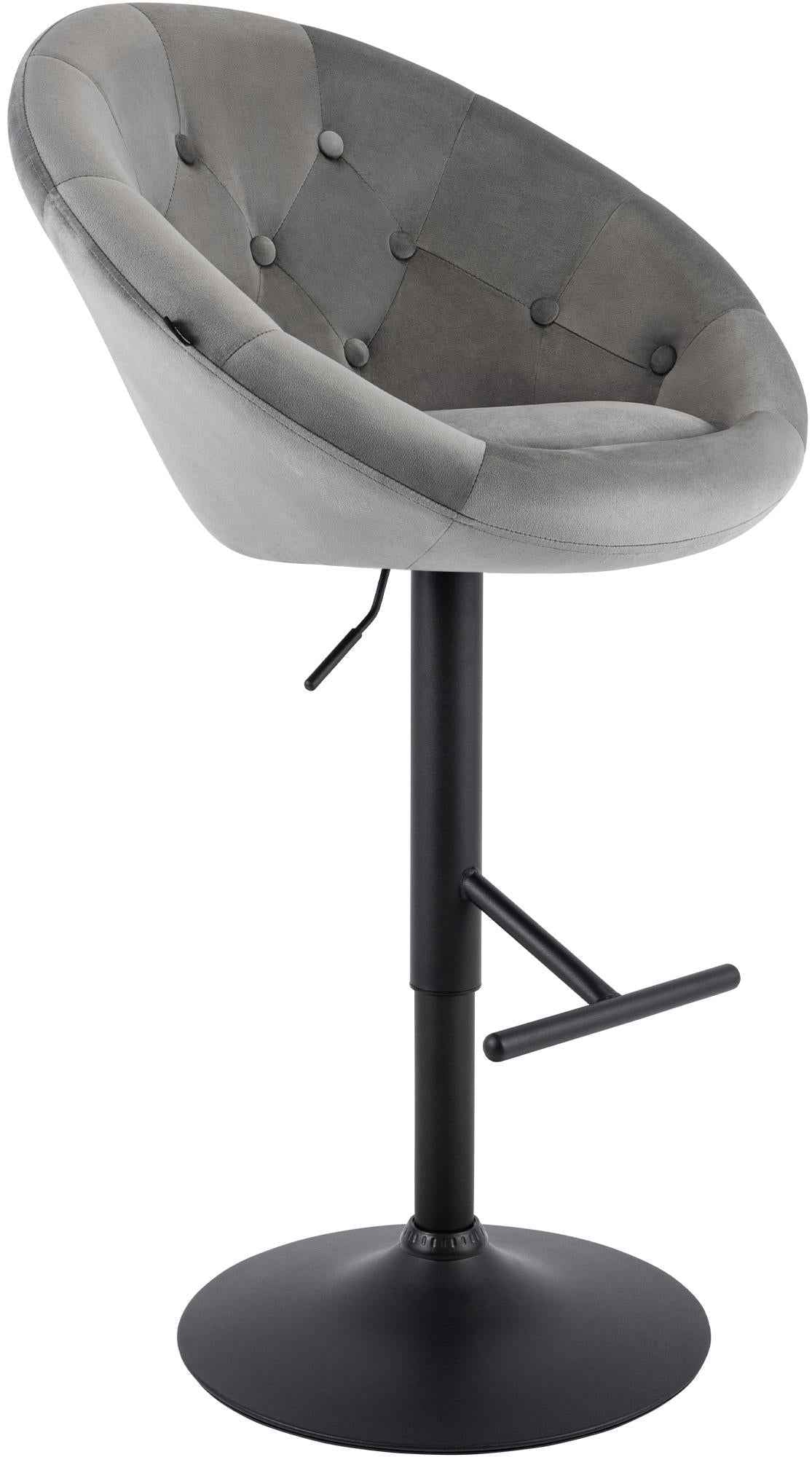 Barkruk London fluweel grijs,zwart grau