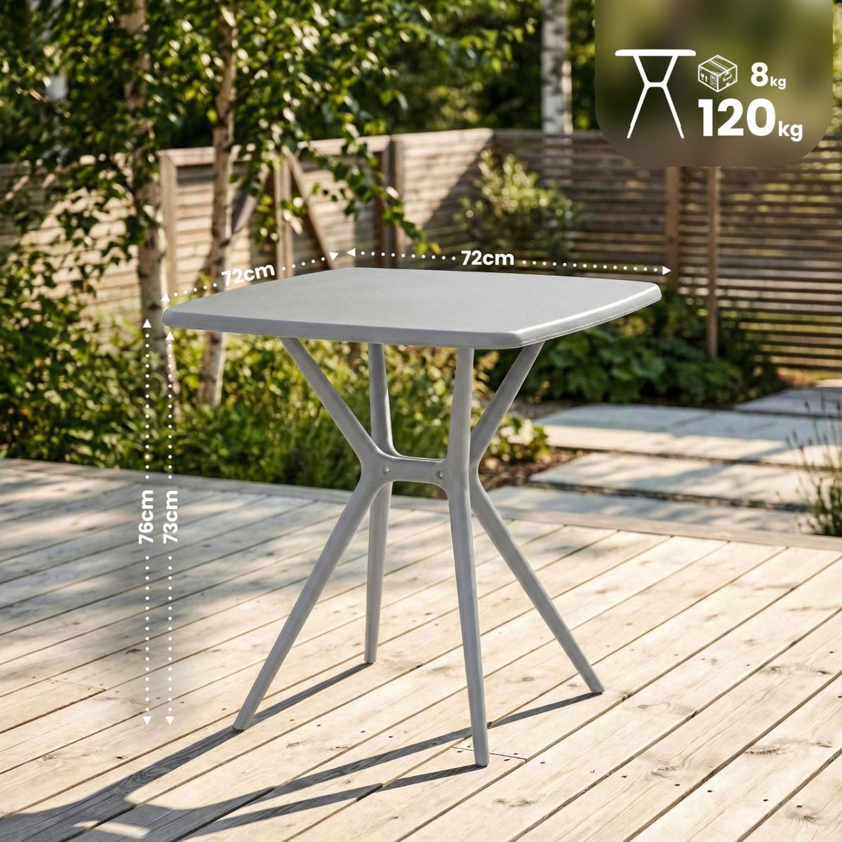 Tisch Becky eckig 72 x 72 cm grau