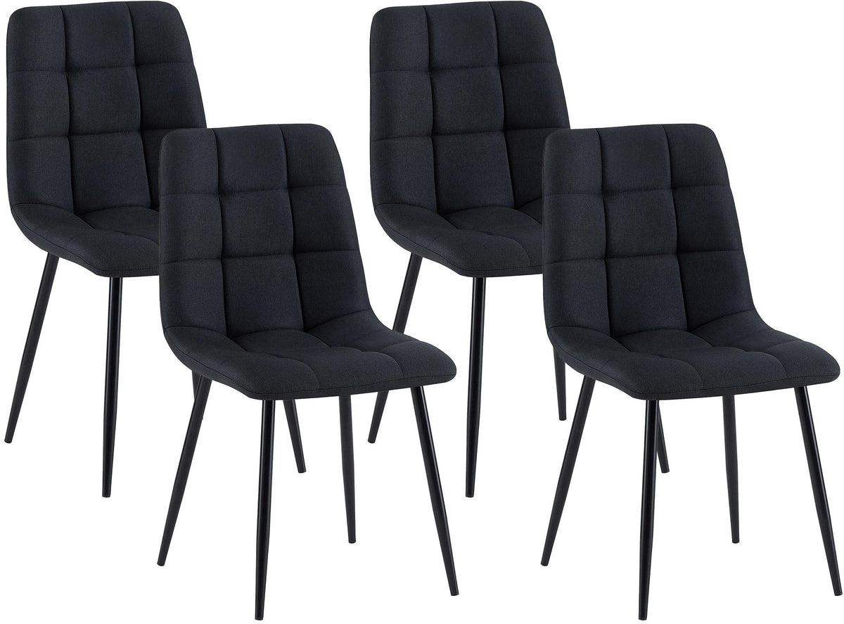 Set van 4 eetkamerstoelen Antibes stof zwart schwarz