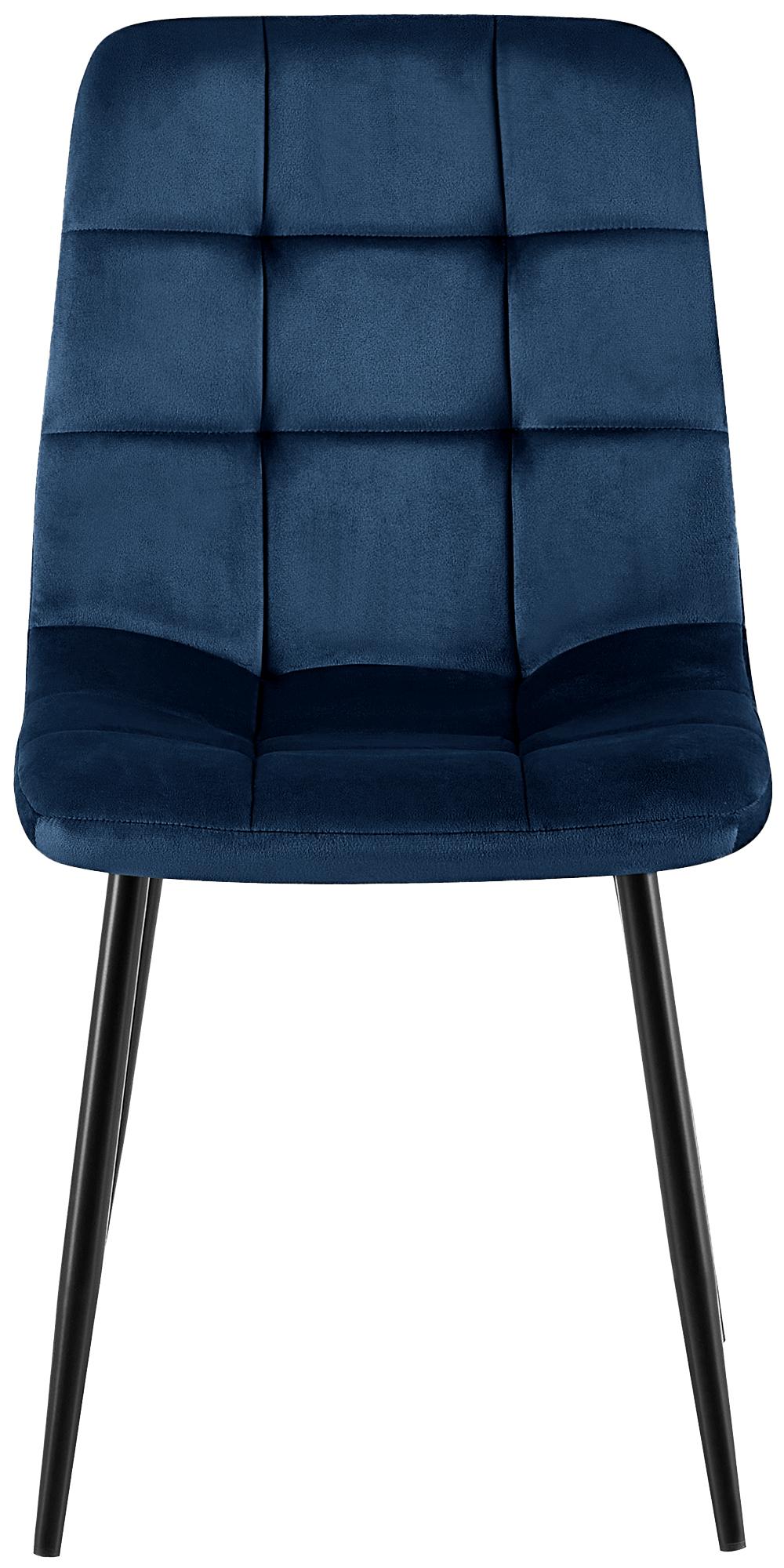 Set van 4 Eetkamerstoelen Antibes Fluweel donkerblauw dunkelblau