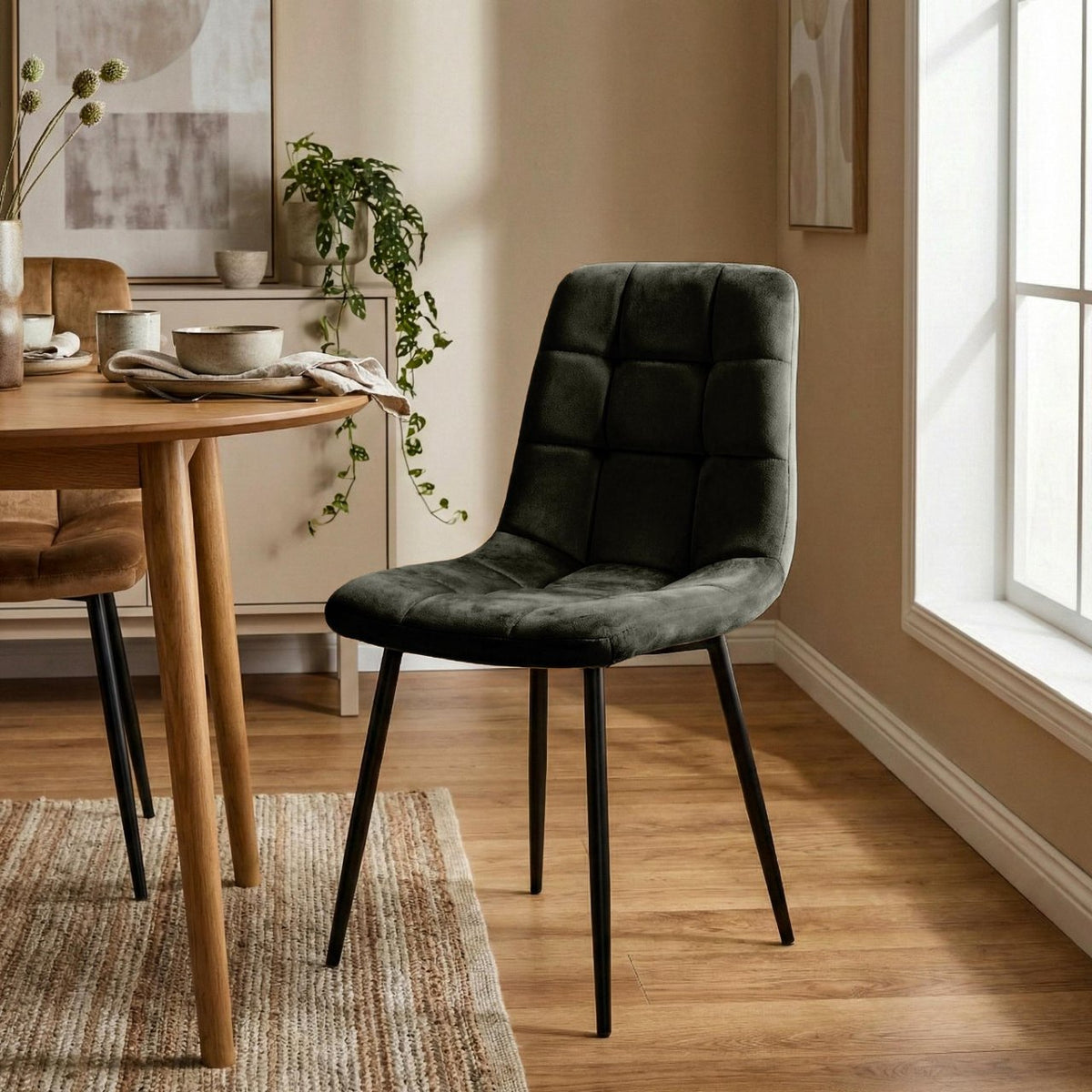 Set van 4 Eetkamerstoelen Antibes Fluweel antraciet anthrazit