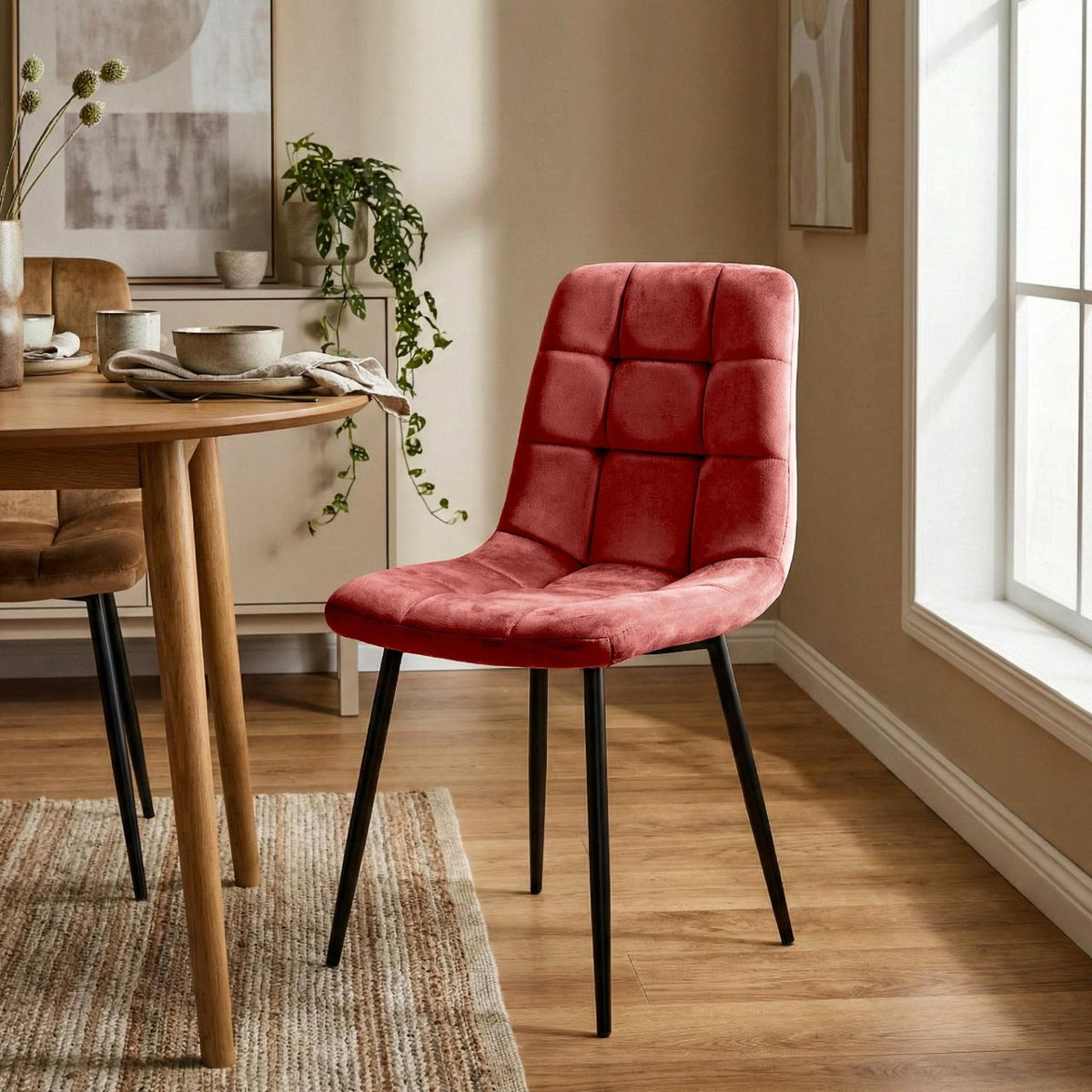 Set van 4 Eetkamerstoelen Antibes Fluweel rosa rosa