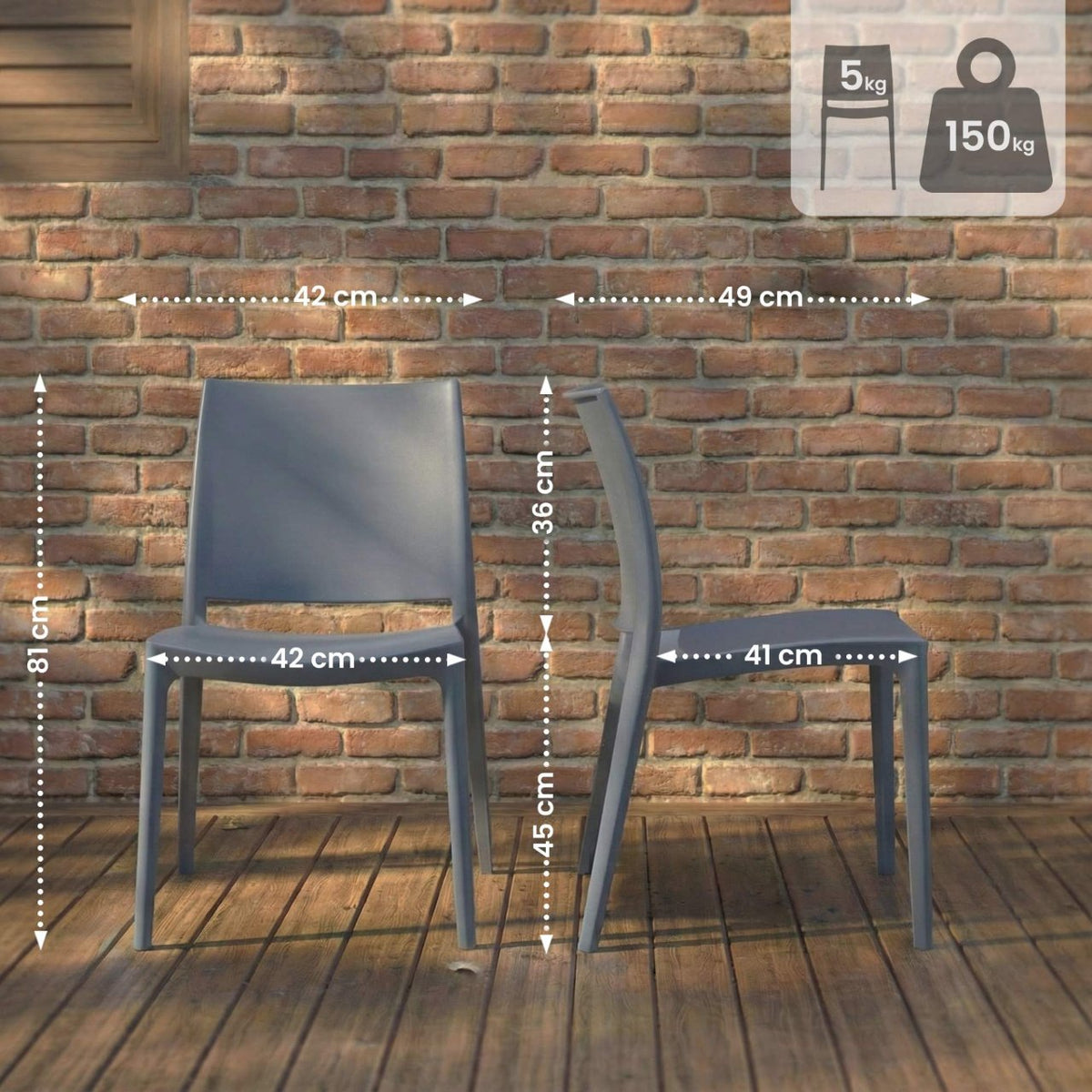 Set van 2 Tuinstoelen Meton grijs grau