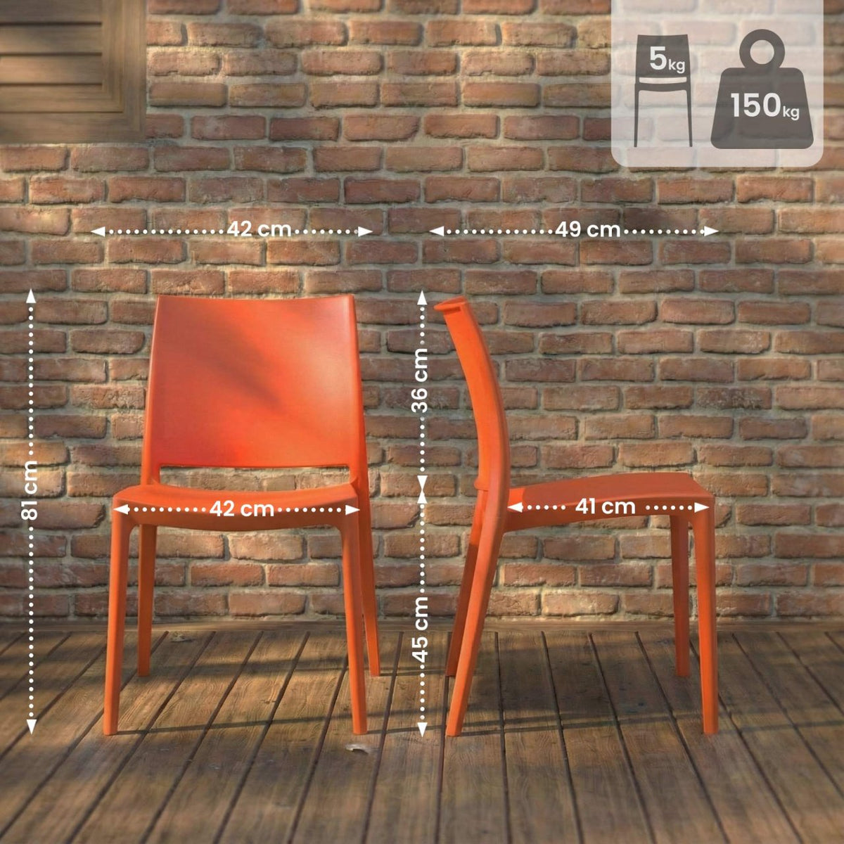 Set van 2 Tuinstoelen Meton oranje orange